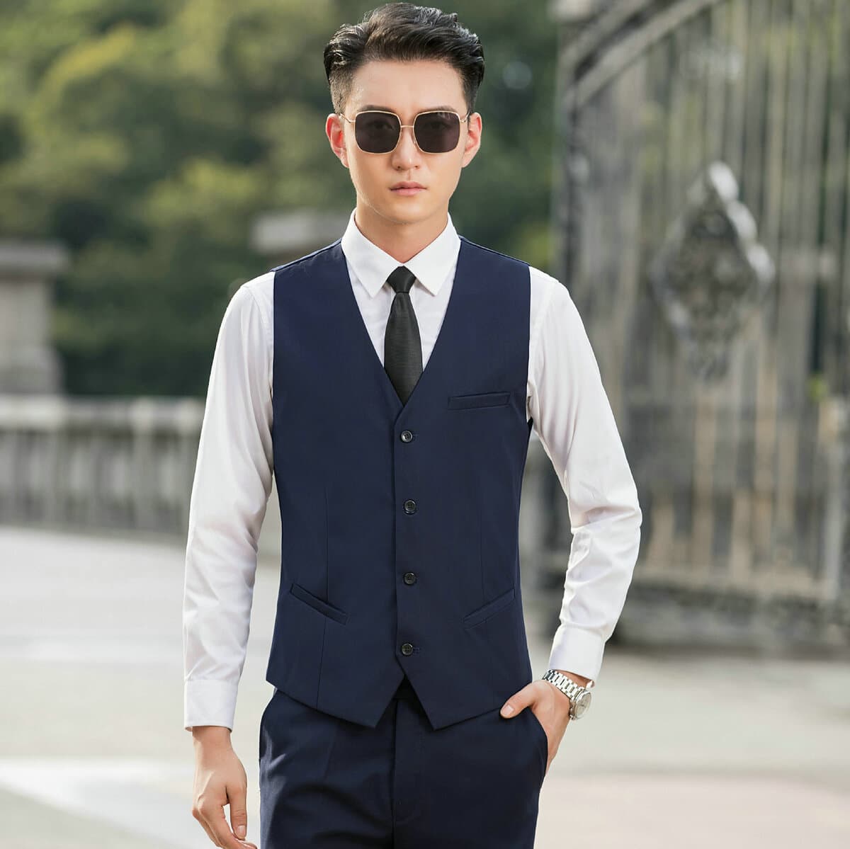 Модный новый летний новый костюм, Модный повседневный жилет, белая рубашка, брюки, мужские рабочие прямые брюки, мужские