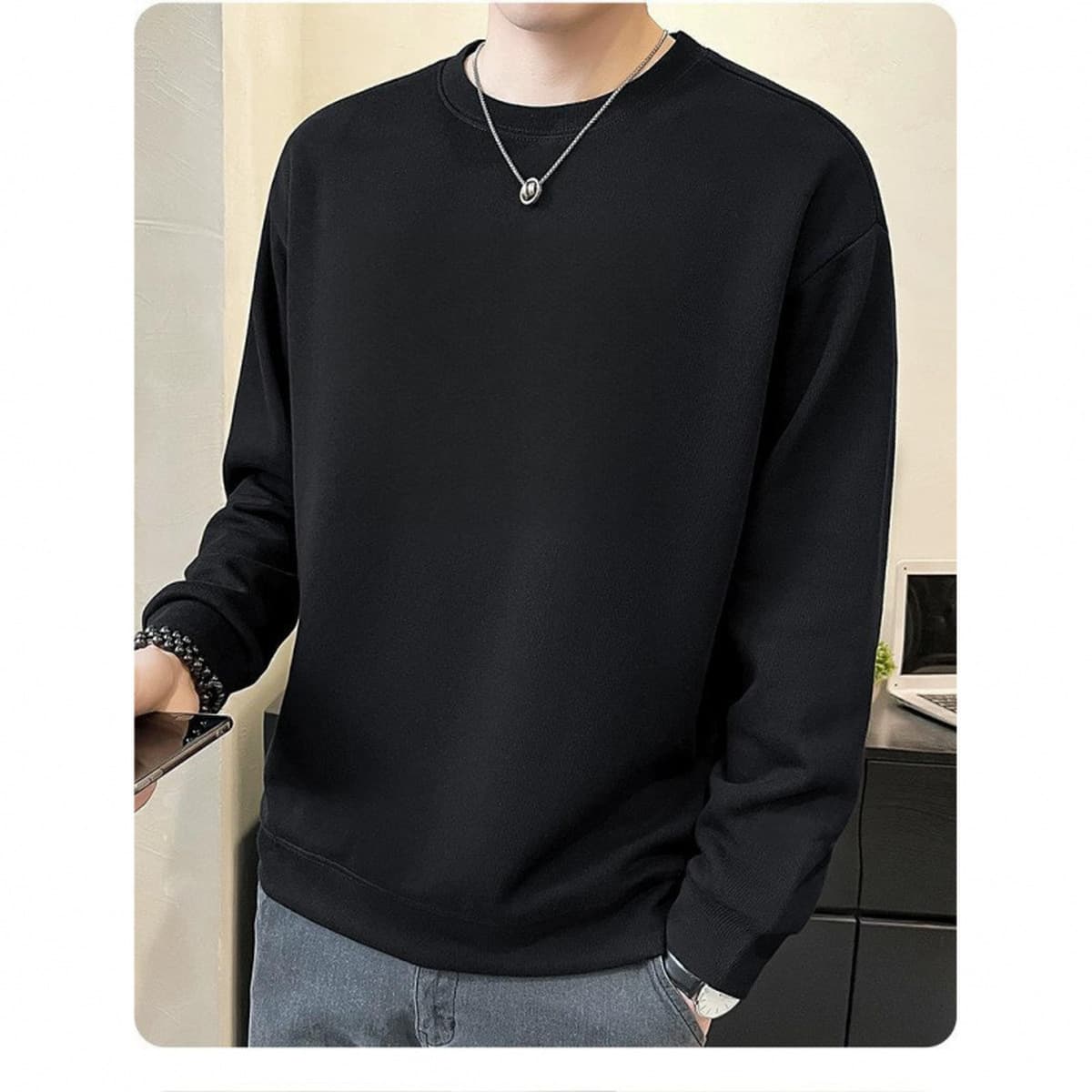 2024 осень и зима новые футболки с длинным рукавом с круглым вырезом