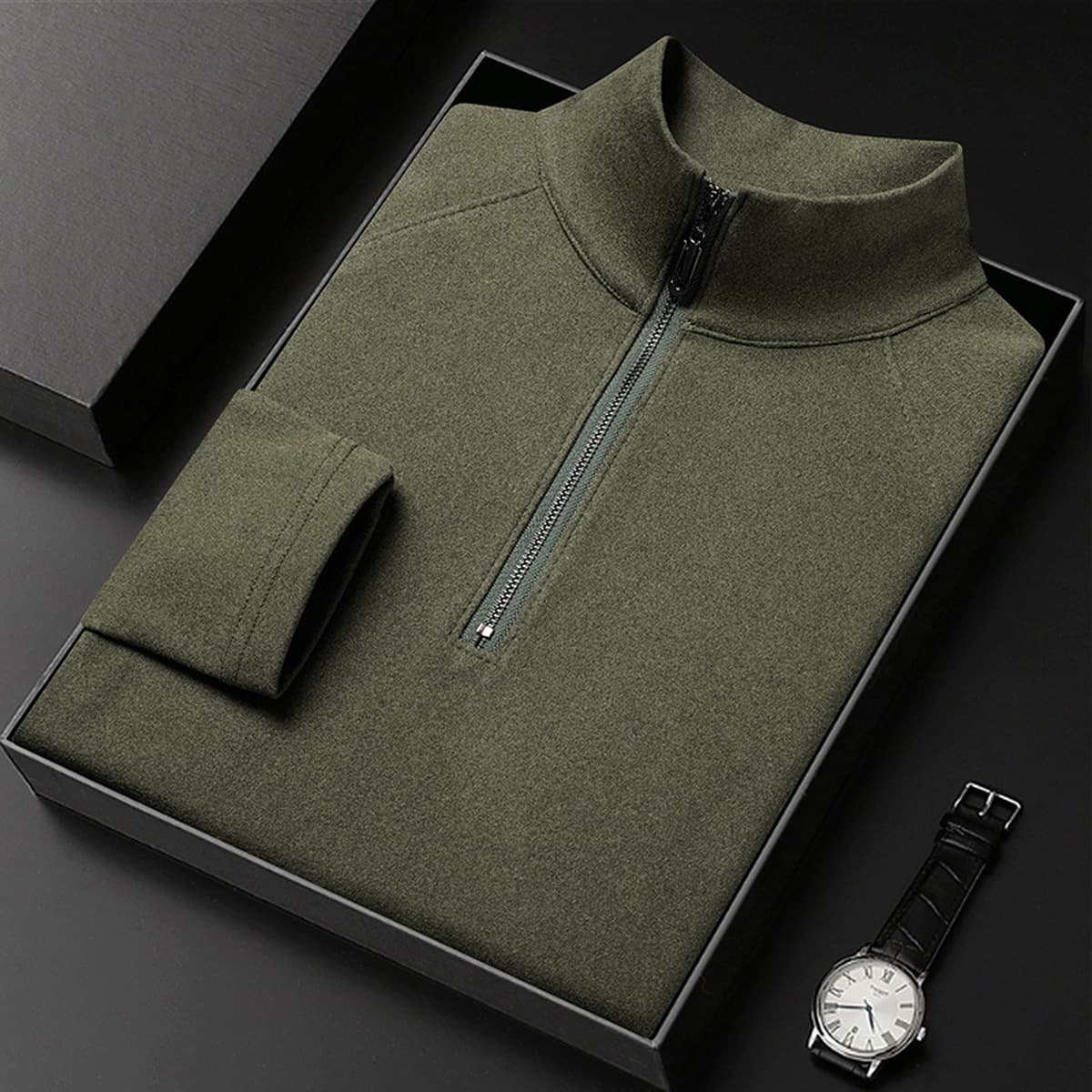 Мужская толстовка из плотного вельвета (380 г), новая модель осень-зима 2025, с воротником-стойкой, длинным рукавом, теплая,...