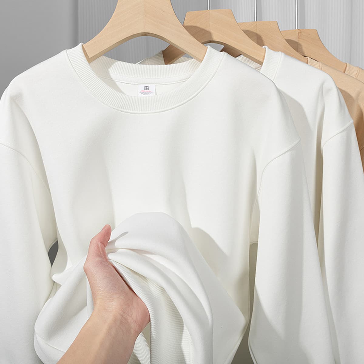 Мягкий и комфортный! Мужская толстовка с круглым вырезом и спущенной линией плеч, из плотного китайского хлопка (420 г), с...