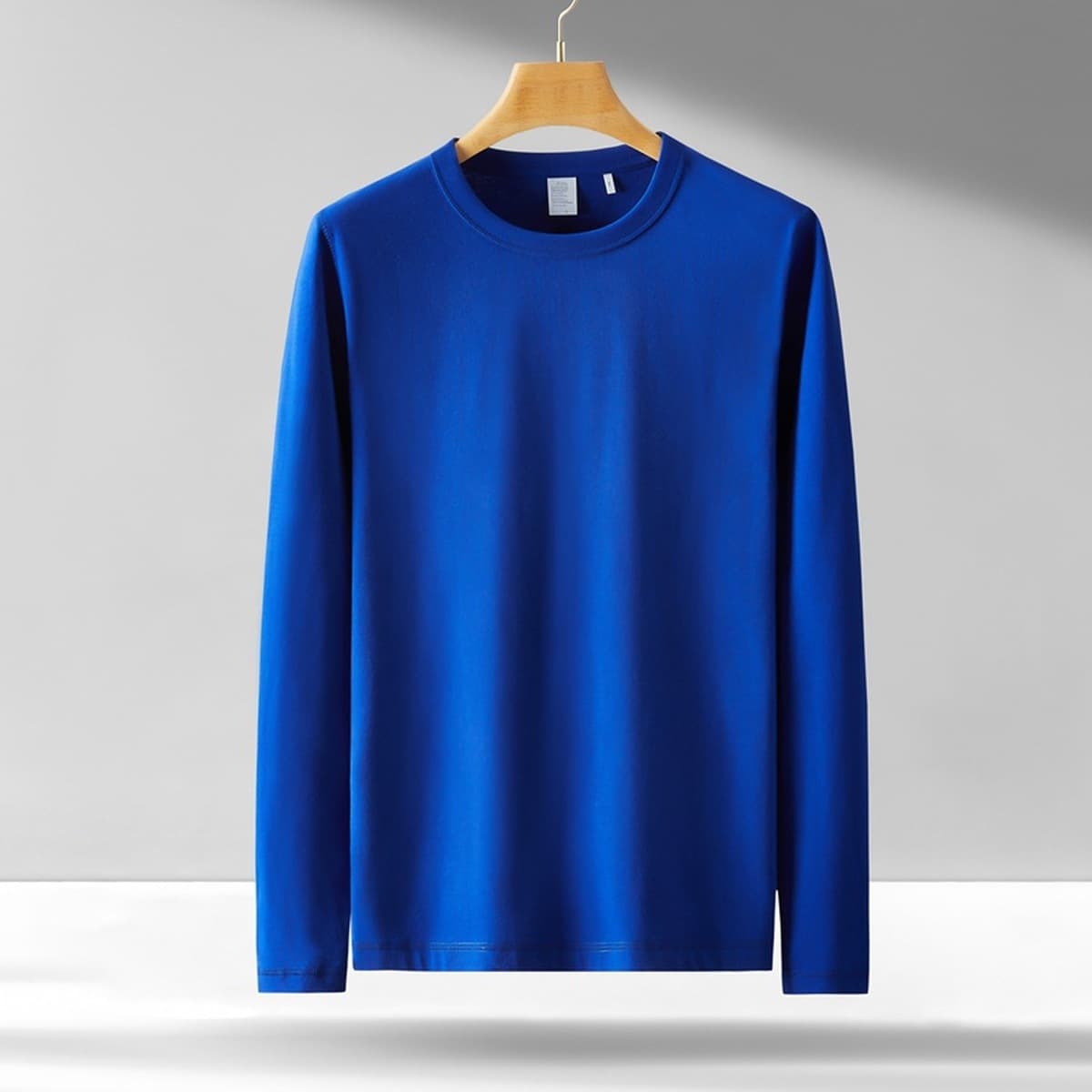 Мужская футболка с длинным рукавом 300 г, хлопковая свободная Однотонная футболка с круглым вырезом, молодежная...