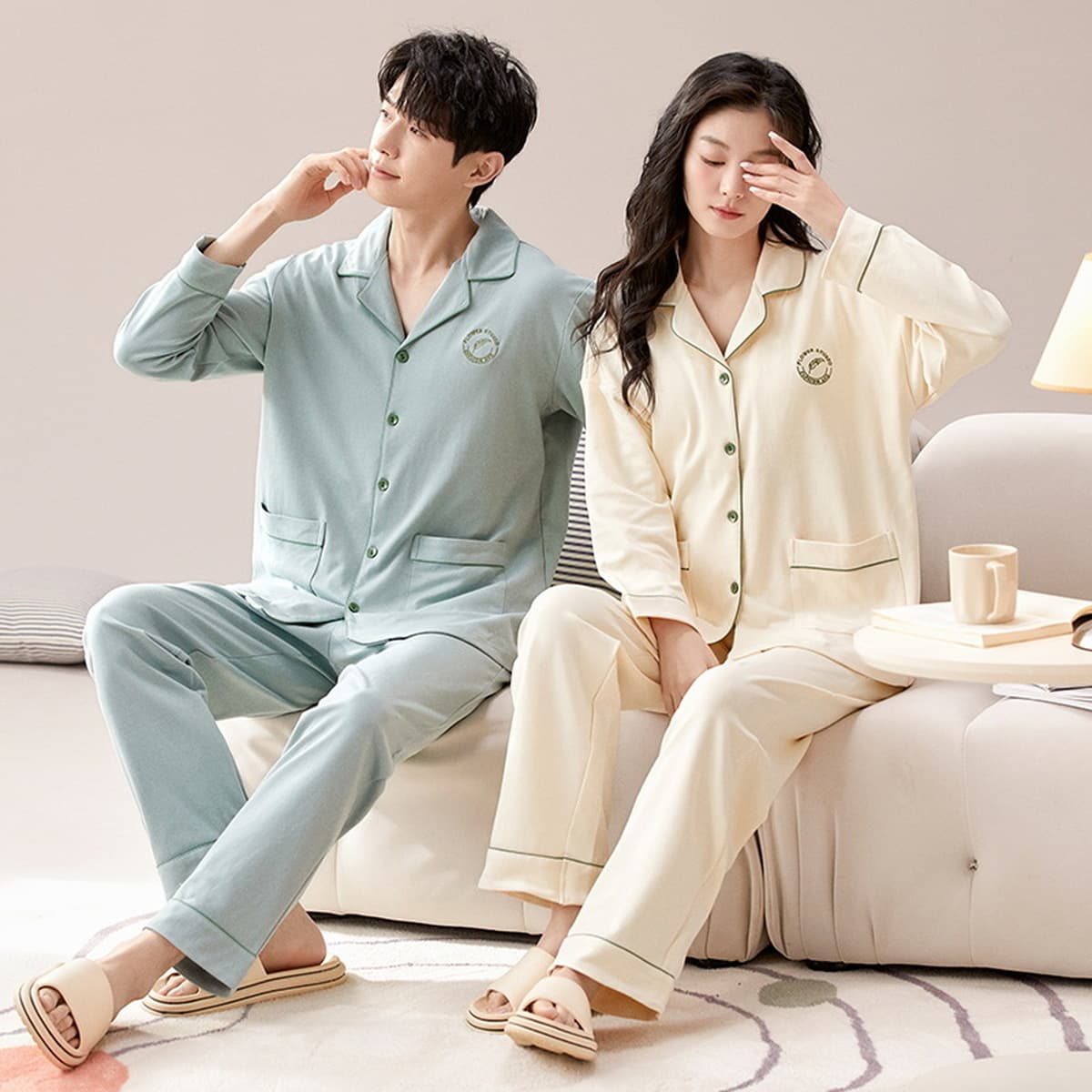 Строго отобранные удобные пижамные пары осенью и зимой хлопок досуг можно носить на улице