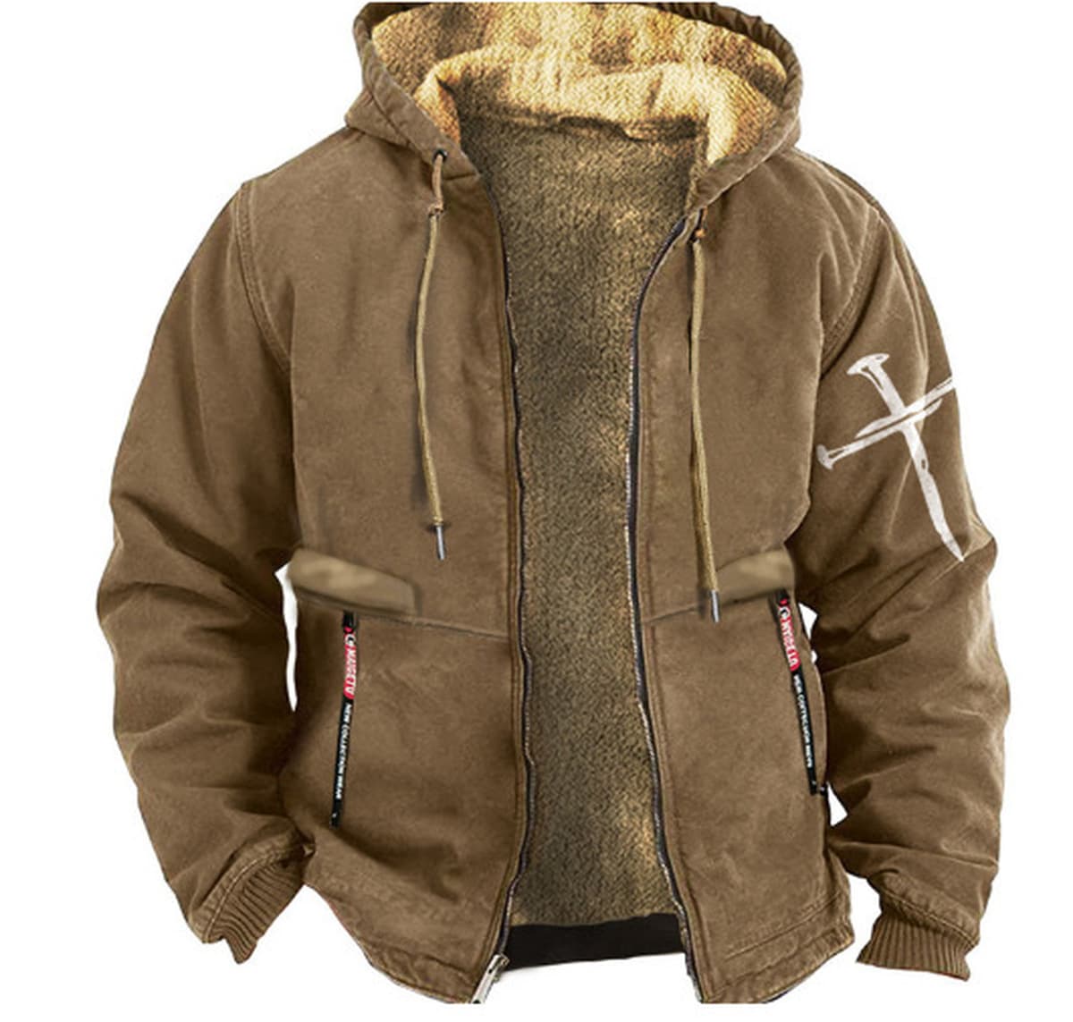 Модная мужская зимняя толстовка с капюшоном, красивая и универсальная, свободная и бархатная утолщенная теплая куртка.