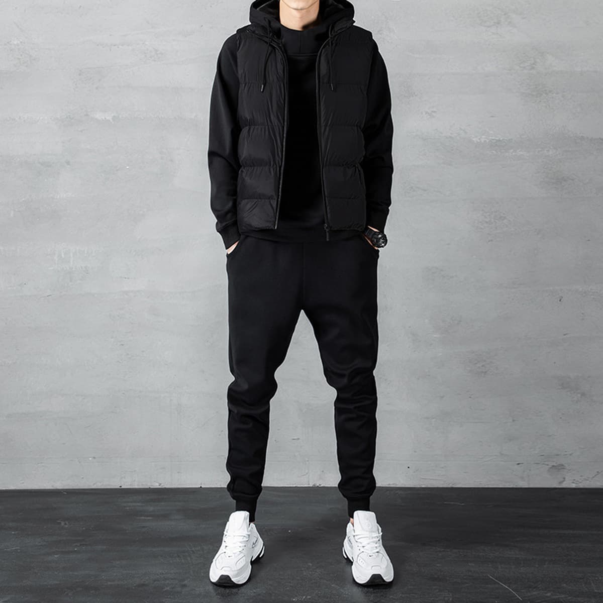 Мужской толстовка с капюшоном на осень и зиму, новый корейский стиль, бархатный утолщенный кардиган большого размера, жилет...