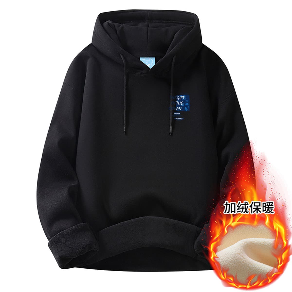 Осенние и зимние мужские толстовки с капюшоном, на флисовой подкладке, модные брендовые, молодежная повседневная одежда,...