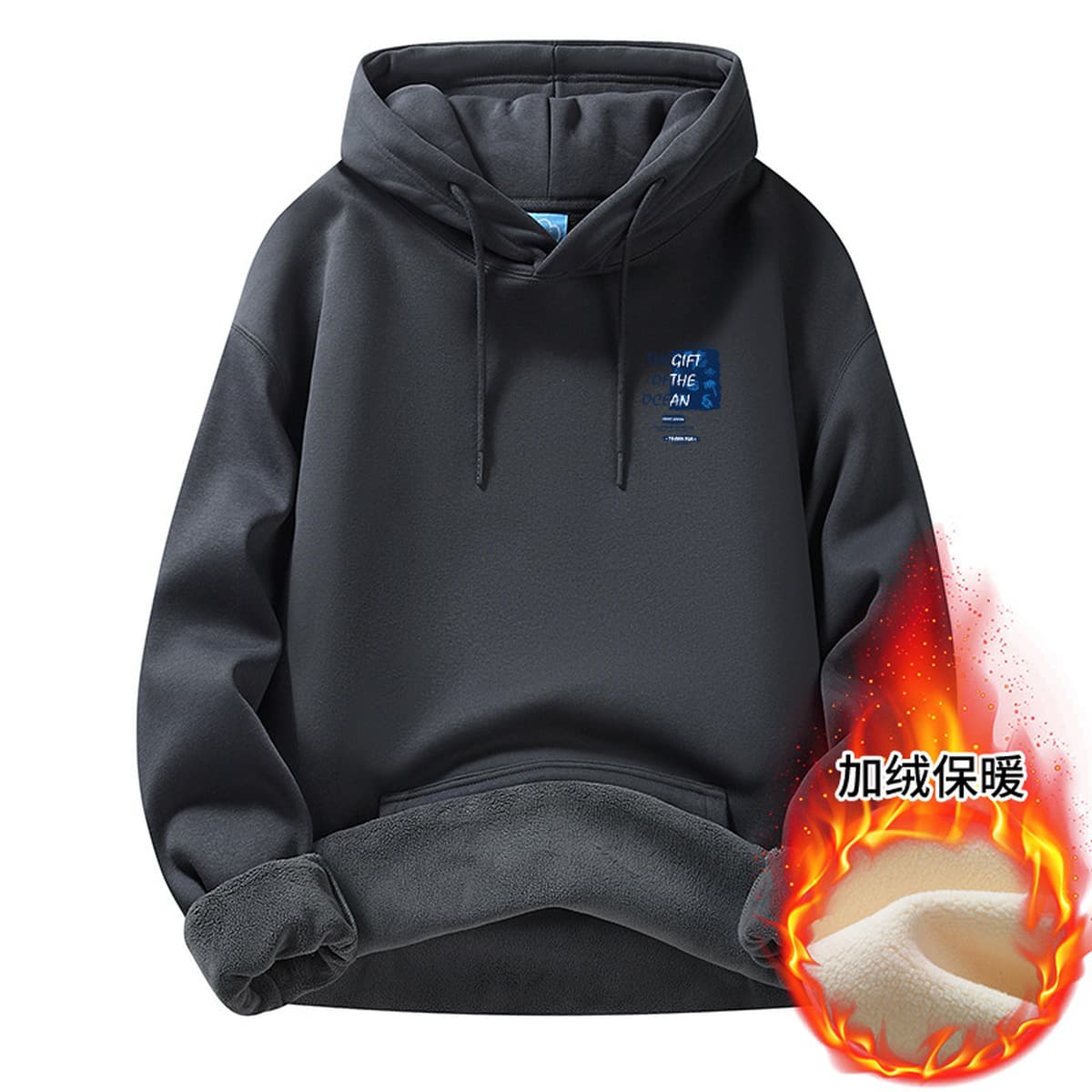 Осенние и зимние мужские толстовки с капюшоном, на флисовой подкладке, модные брендовые, молодежная повседневная одежда,...