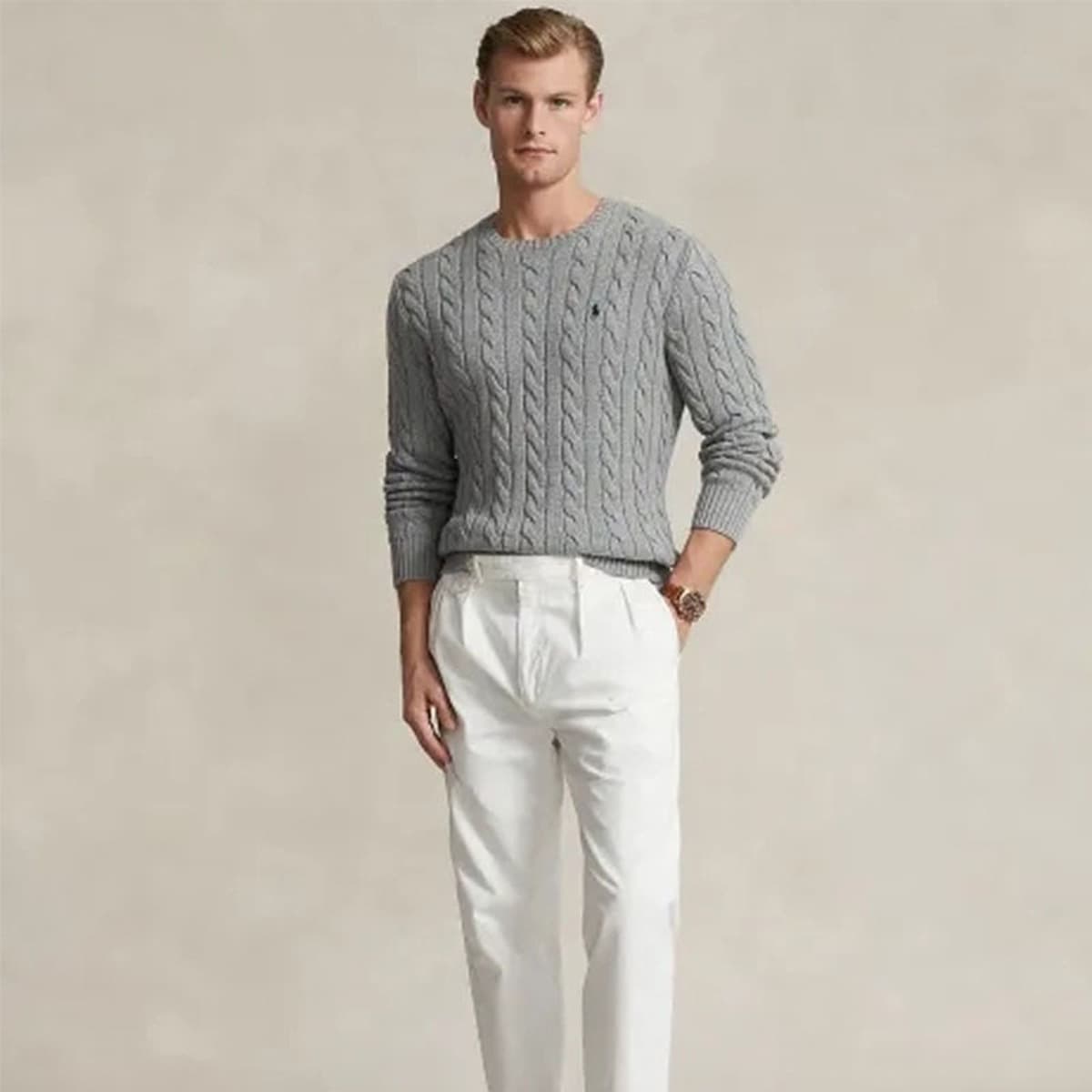 RL Rolf та же пони логотип Пол с вышивкой с круглым вырезом свитер мужской осень-зима теплая пара свитер