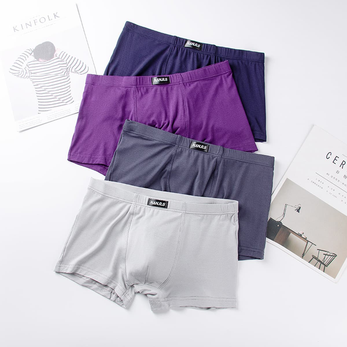 Модаль средняя талия мужское нижнее белье удобное дышащее бамбуковое волокно плоские брюки, впитывающие пот и дышащие мягкие...