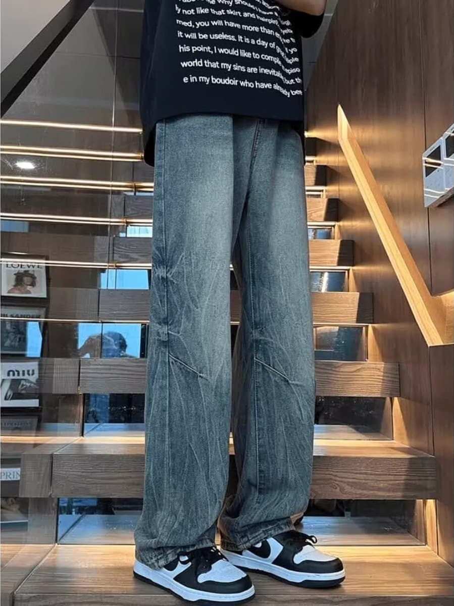 Американские ретро-молниеносные джинсы мужской летний прилив