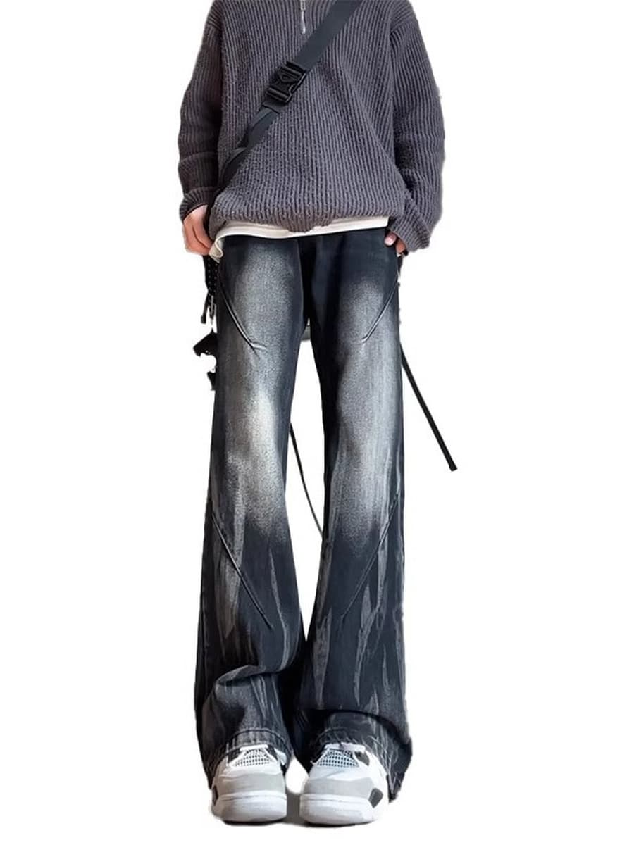 Окрашенные в галстуки градиентные грязные джинсы мужские весенние и осенние высокие американские ретро высокие улицы vibe...