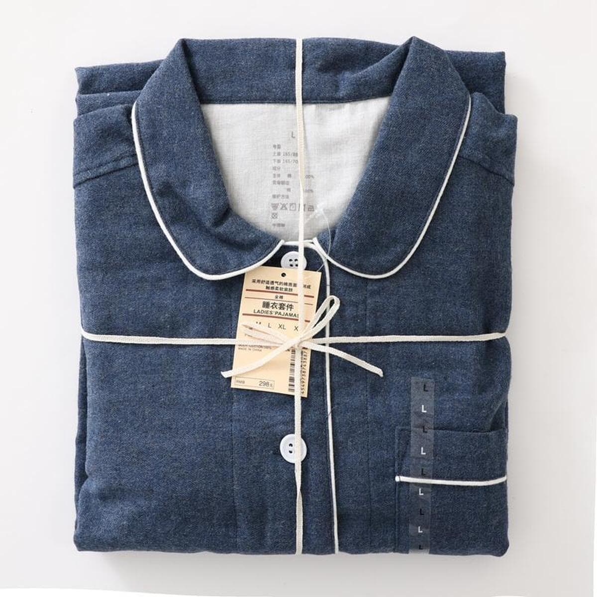 Неокрашенная домашняя одежда в японском стиле для осени и зимы, пижамы из чистого хлопка с начесом, мужской и женский...