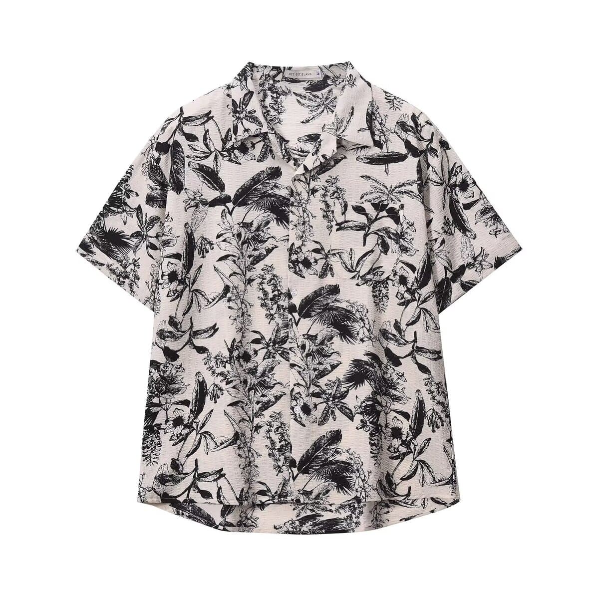 Мужская летняя рубашка с коротким рукавом из тонкой шелковистой ткани, гавайский цветочный принт, модная пляжная рубашка,...