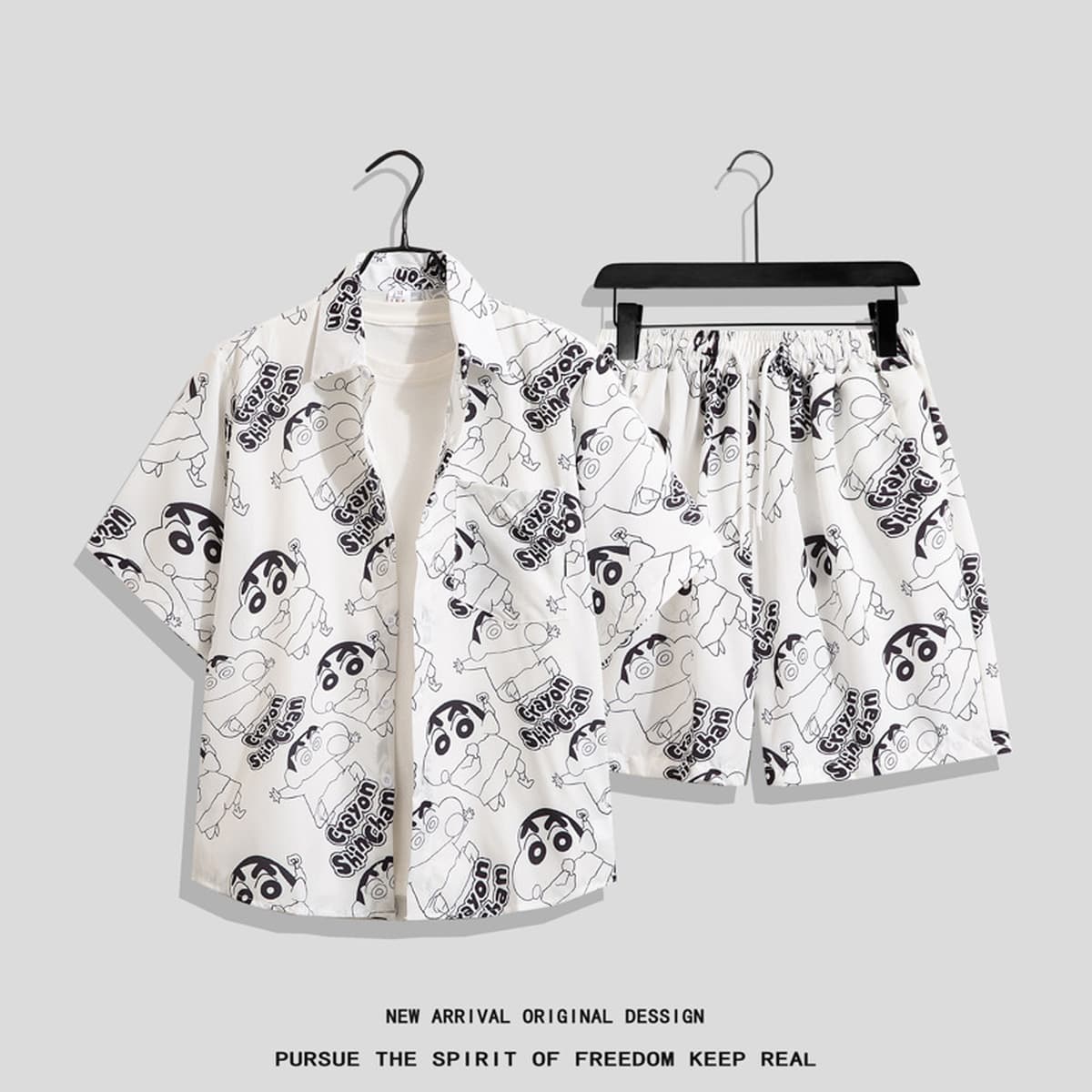 Мужской пляжный костюм из ледяного шелка: рубашка с коротким рукавом и цветочным принтом, свободные гавайские шорты большого...