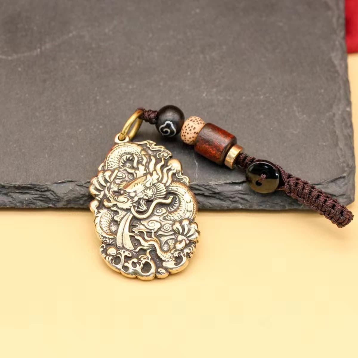 Латунь Зодиак Кулон Дракон Кулон Брелок Медный Кулон Дракон Мужская Ретро Hangtag Старая Ручка