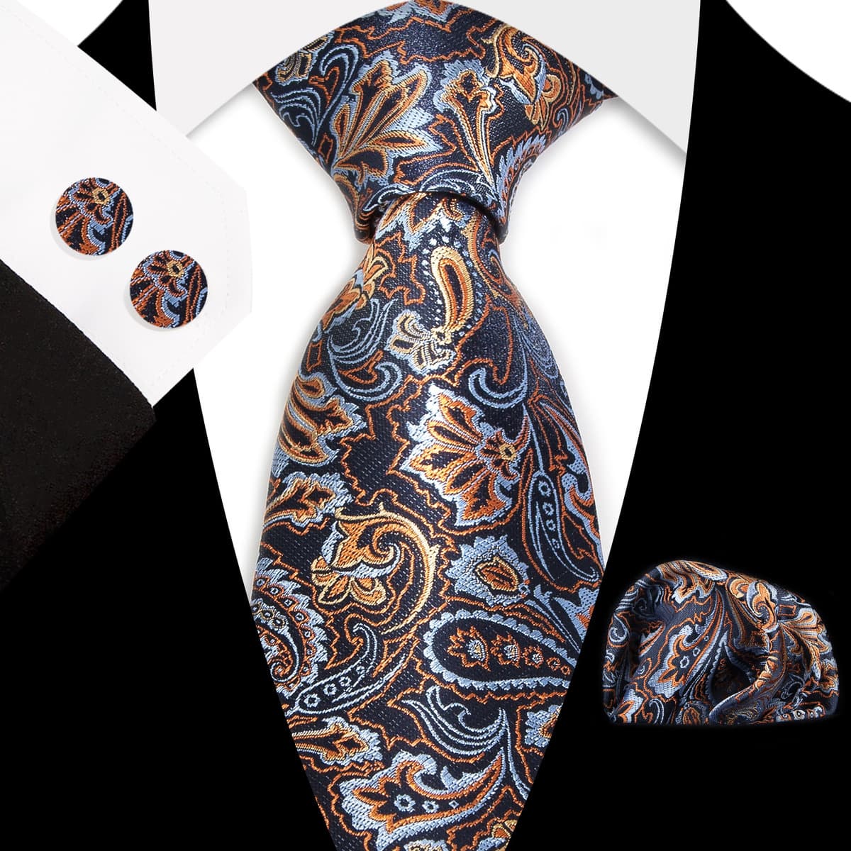 Мужской галстук карман Квадратные запонки костюм Деловое платье Винтаж 8,5 см жаккардовый галстук Пейсли набор из 3 предметов