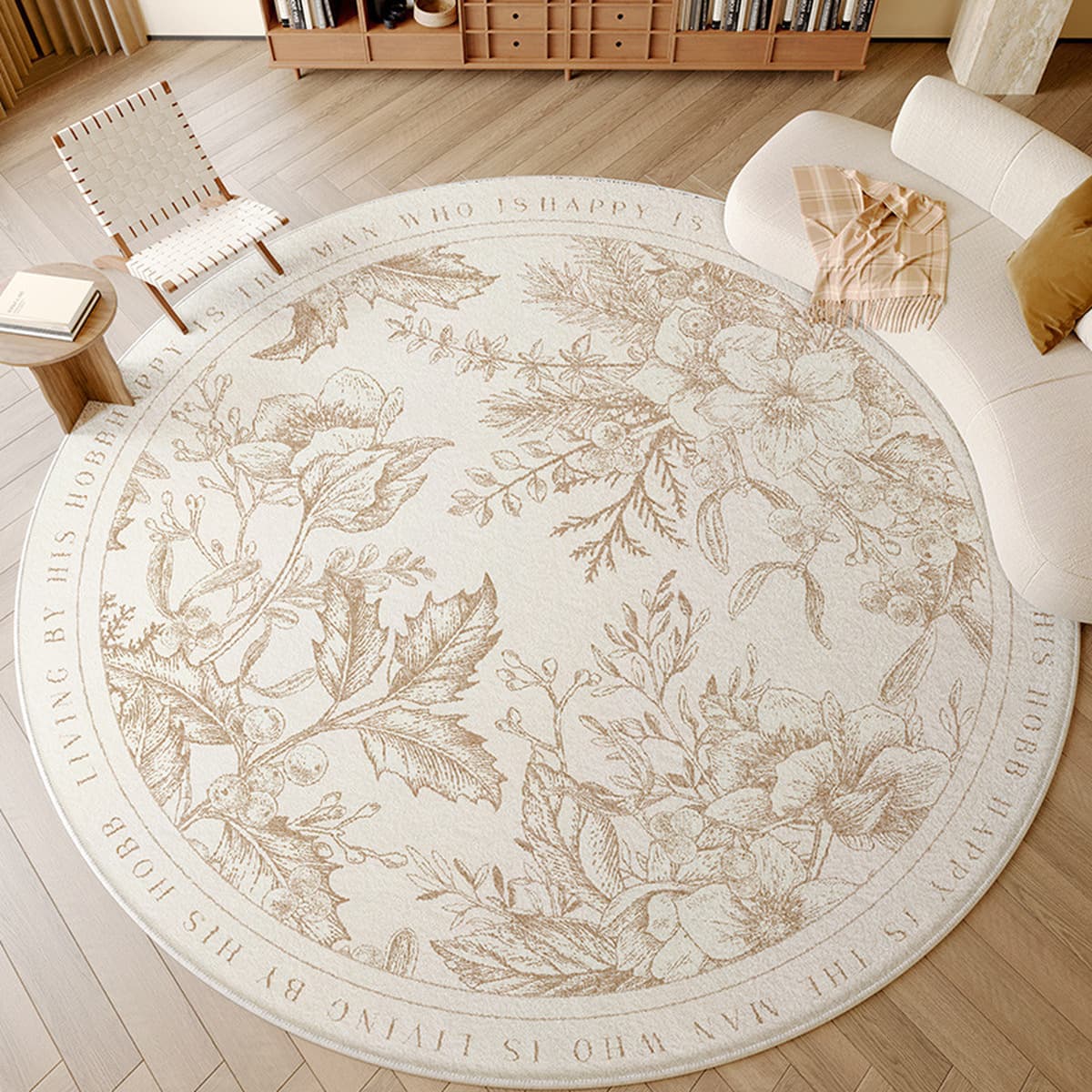 Ковер для гостиной, новый круглый диванный коврик с принтом в французском винтажном стиле, универсальный и простой в уходе,...