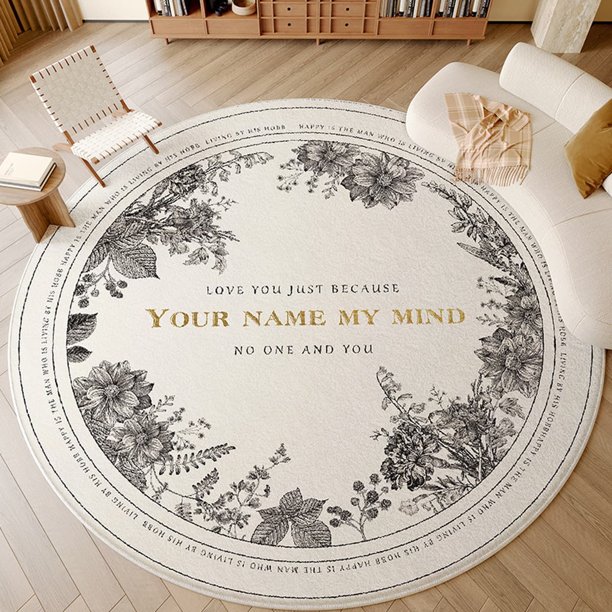 Ковер для гостиной, новый круглый диванный коврик с принтом в французском винтажном стиле, универсальный и простой в уходе,...