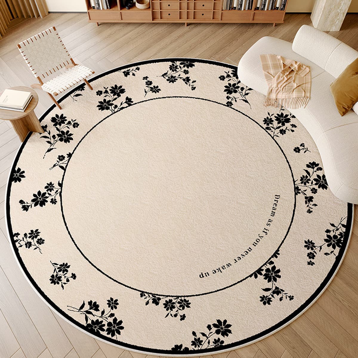 Ковер для гостиной, новый круглый диванный коврик с принтом в французском винтажном стиле, универсальный и простой в уходе,...