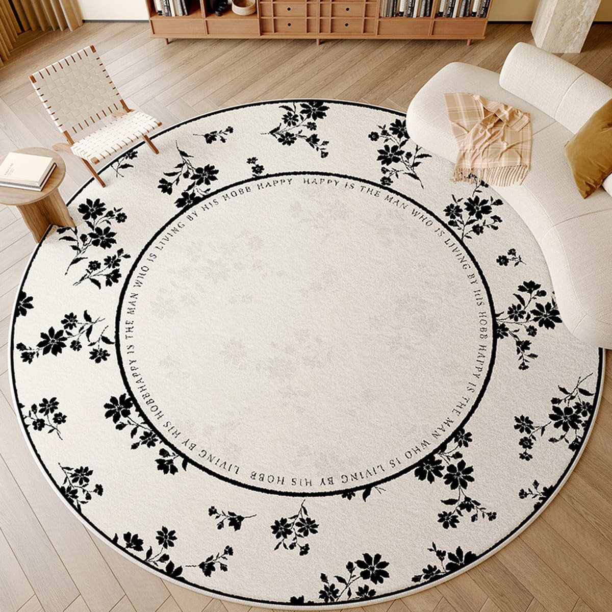 Ковер для гостиной, новый круглый диванный коврик с принтом в французском винтажном стиле, универсальный и простой в уходе,...