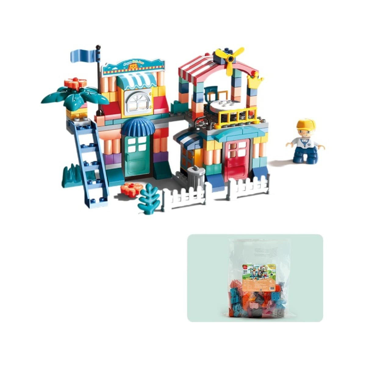 Phillip Changle Base Креативный блок с большими частицами, вид на улицу, совместимые с Lego Animal, игрушки для мальчиков и...