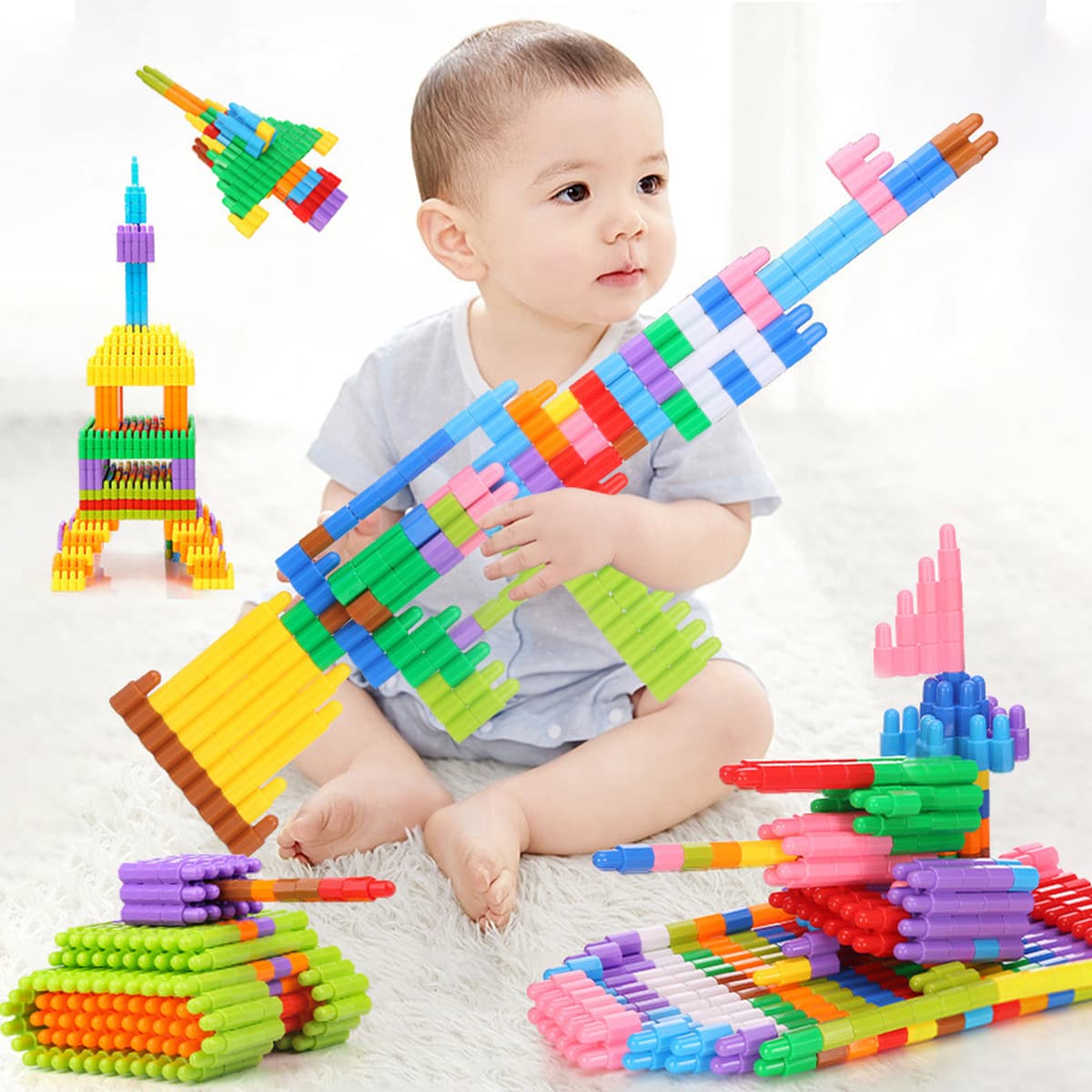 Детские собранные развивающие игрушки, голова ракеты, большие строительные блоки для пуль, от 3 до 6 лет, большие частицы,...