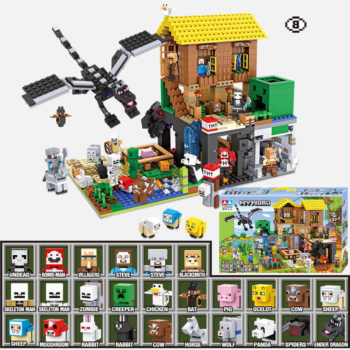 Совместим с Lego My строительных блоков World Village House пещерная хижина теневой дракон для детей, собранных игрушечных...