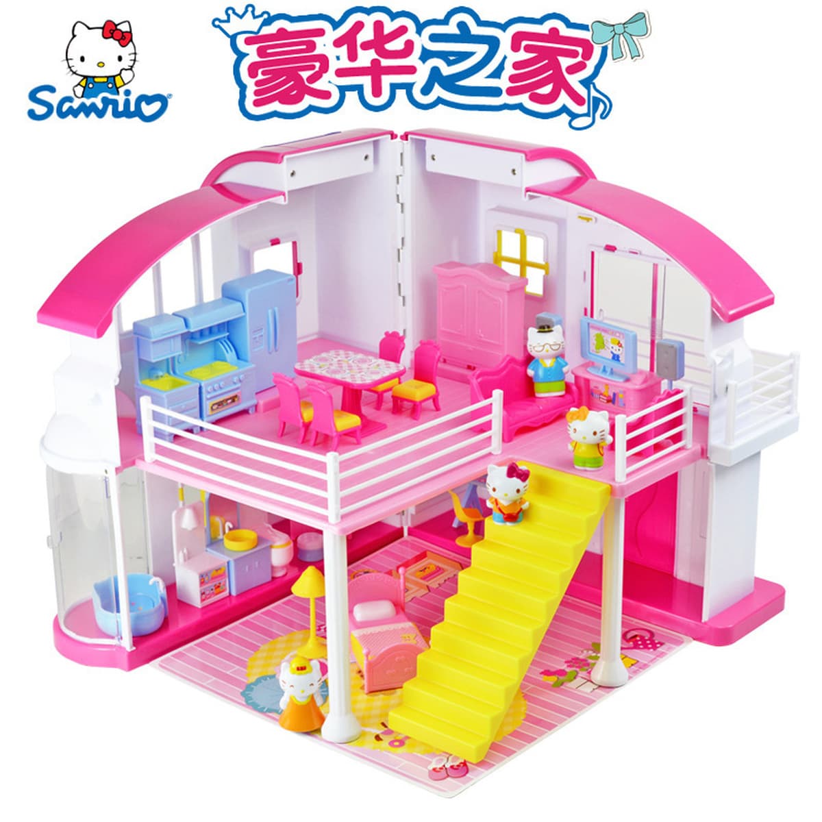 Привет Китти девочки играют в домик игрушки роскошный дом КТ моделирование вилла большой дом
