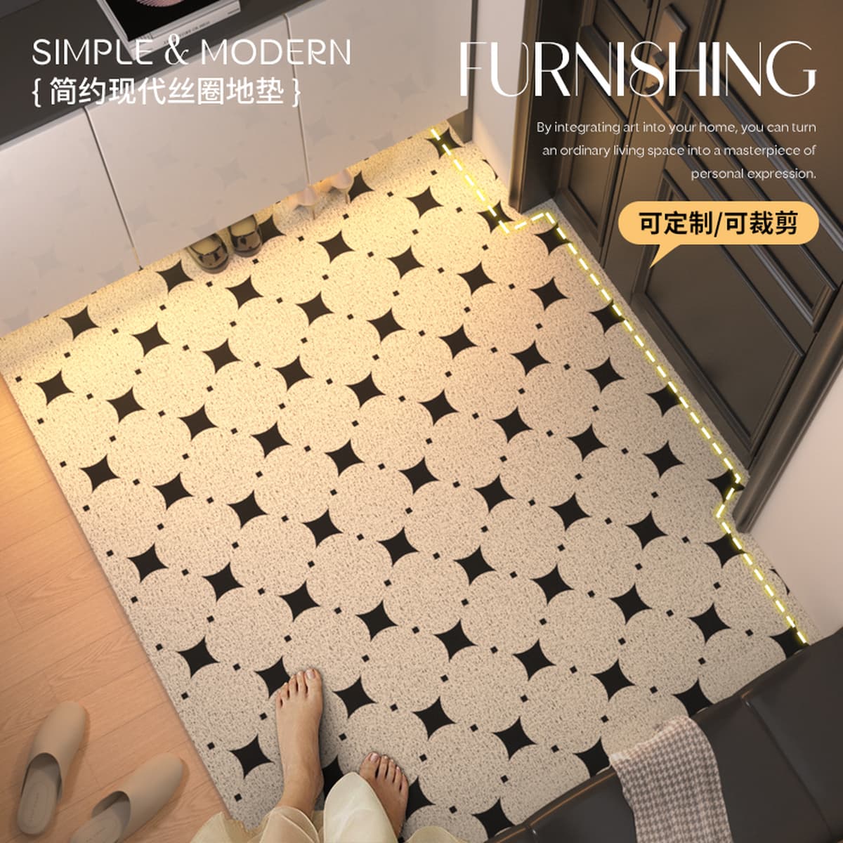 Легкий роскошный напольный коврик для входной двери, нескользящий, износостойкий и устойчивый к царапинам ковер с...