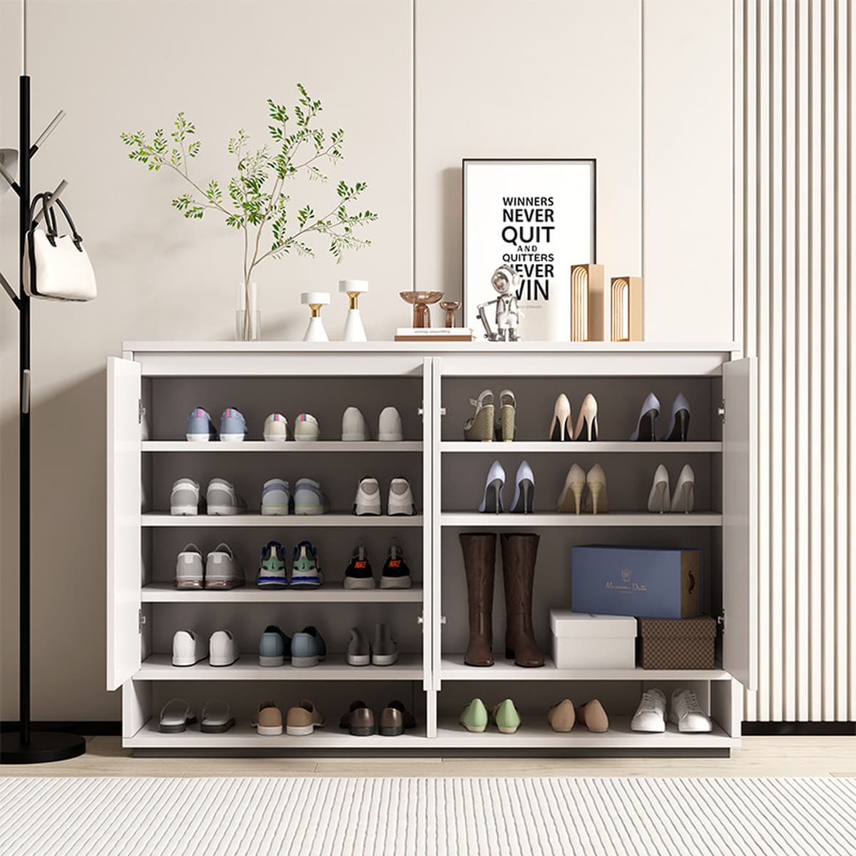 Многоярусный шкаф для обуви из массива дерева для прихожей, со встроенной перегородкой, новая модель 2026 года, большой...