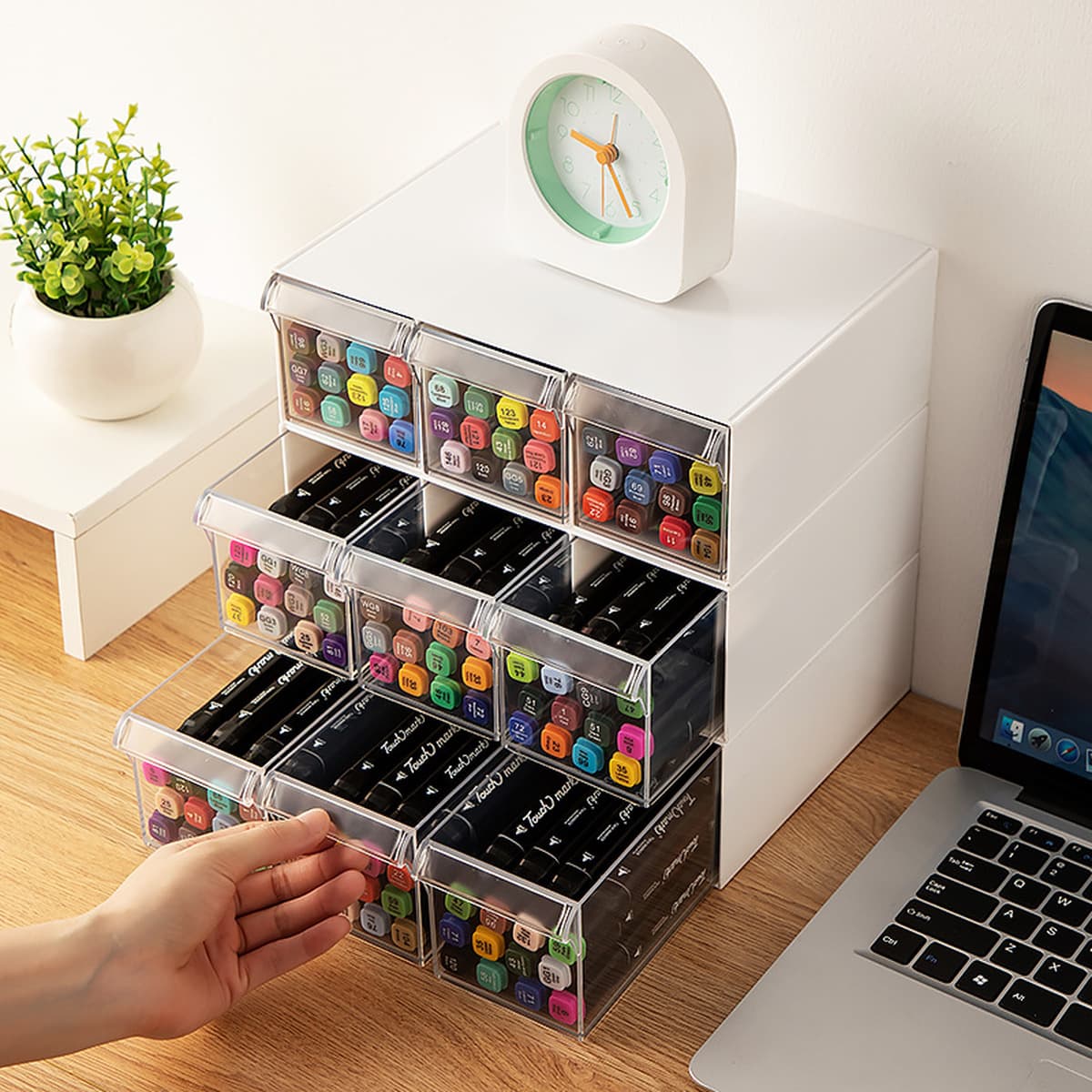 Многофункциональный ящик для хранения канцелярских принадлежностей Прозрачный Штабелируемый ящик для карандашей и маркеров...