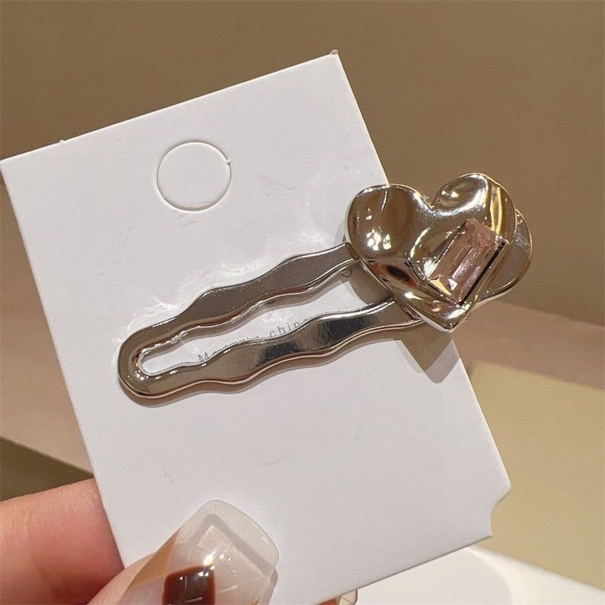 Интернет знаменитости Яркий серебряный Утконос Клип волна сладкий Сплав Шпилька металлический стиль девушка горный хрусталь...