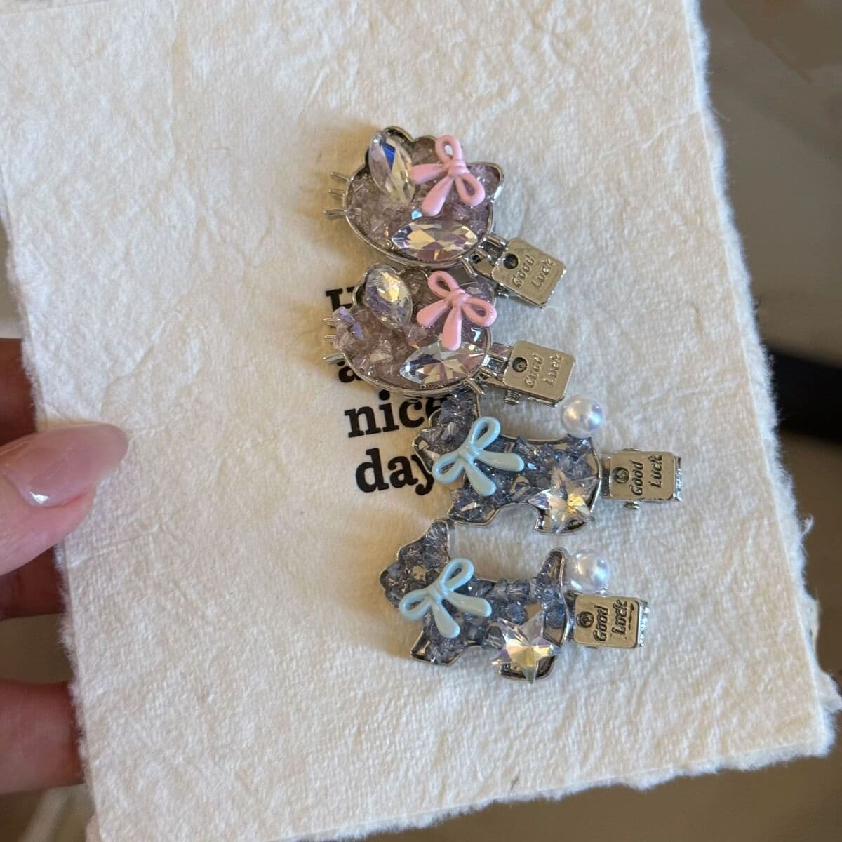 Корейская изысканная нишевая заколка для волос, креативный бант, щенок, стразы, зажим для ушей, высококачественный зажим для...