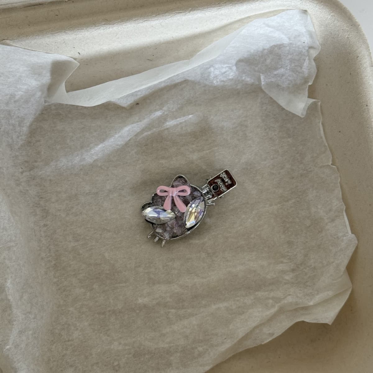 Корейская изысканная нишевая заколка для волос, креативный бант, щенок, стразы, зажим для ушей, высококачественный зажим для...