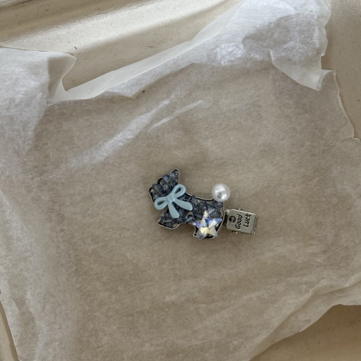 Корейская изысканная нишевая заколка для волос, креативный бант, щенок, стразы, зажим для ушей, высококачественный зажим для...