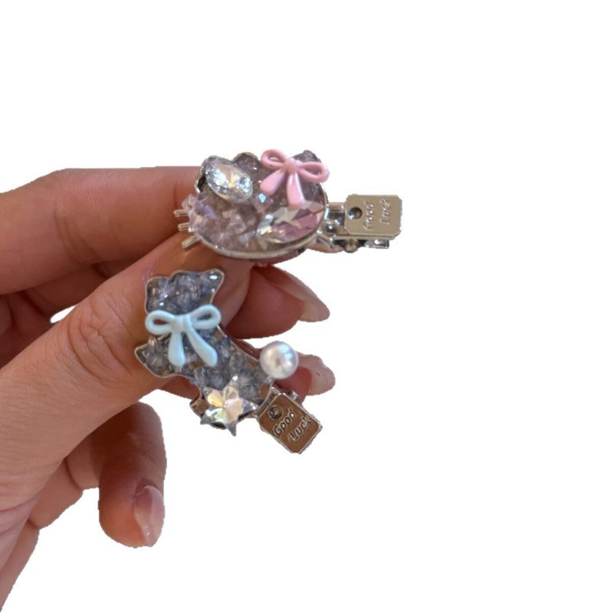 Корейская изысканная нишевая заколка для волос, креативный бант, щенок, стразы, зажим для ушей, высококачественный зажим для...