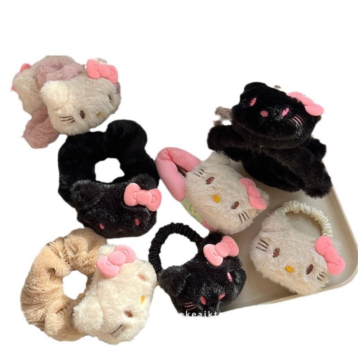 Корейский премиум-смысл двухсторонний Kt бант плюшевый захват мультфильм милый акула зажим сзади