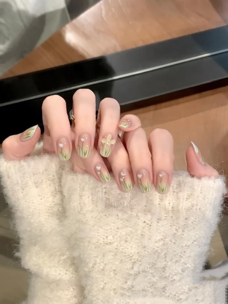 Оптовая продажа 12 шт. красивых роскошных гель-накладных ногтей с ручной росписью, высокое качество, оптовые искусственные...