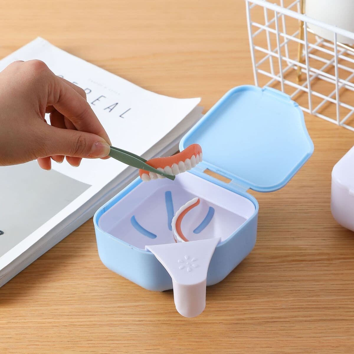 Ящик для хранения зубных протезов, ящик для замочивания зубов для пожилых людей, невидимый ящик для чистки и чистки брекетов...