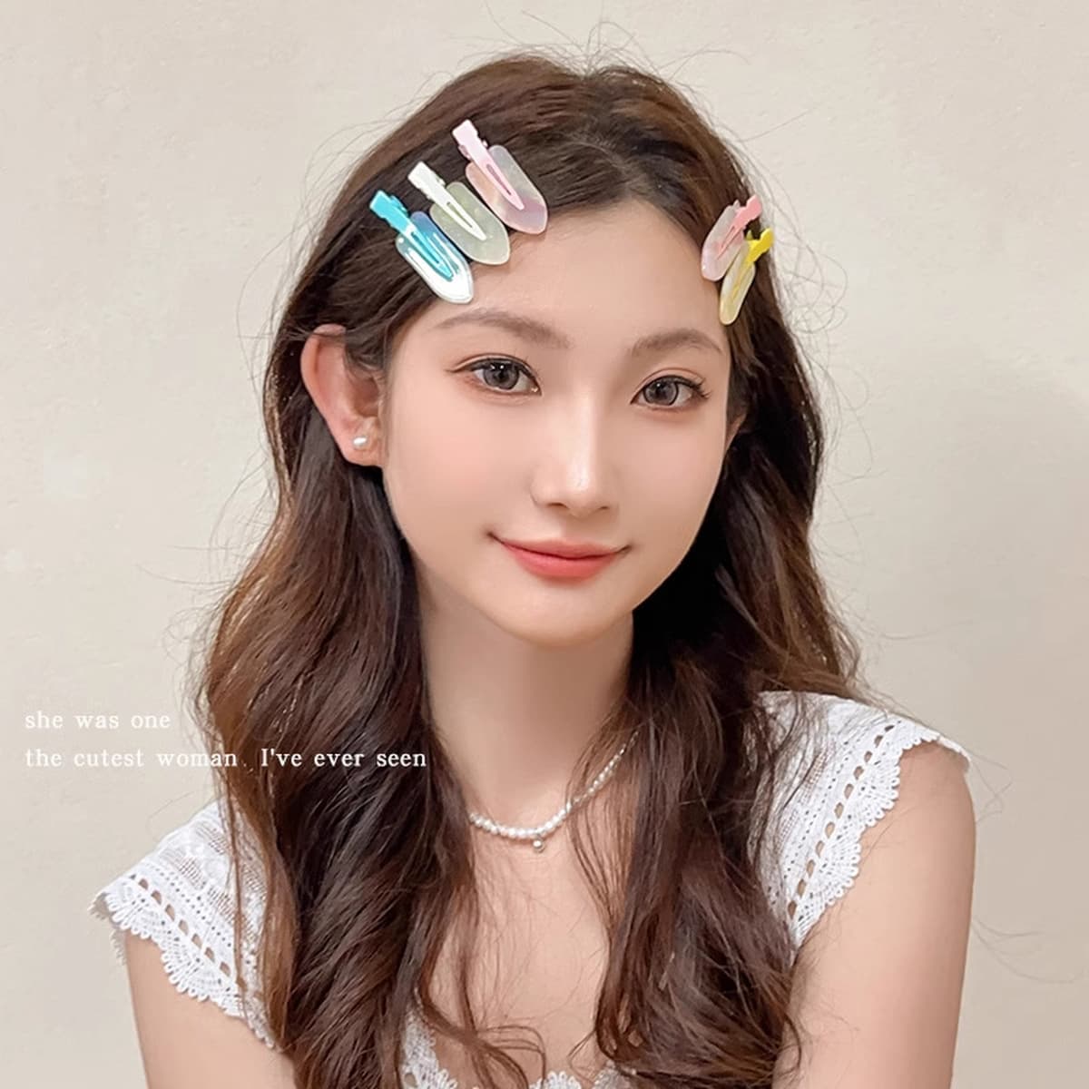 Милая кремовая заколка для волос с допамином, высококачественная заколка для челки, стильная заколка для студенческой челки,...