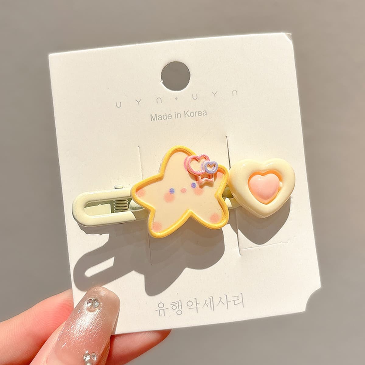 Милая кремовая заколка для волос с допамином, высококачественная заколка для челки, стильная заколка для студенческой челки,...