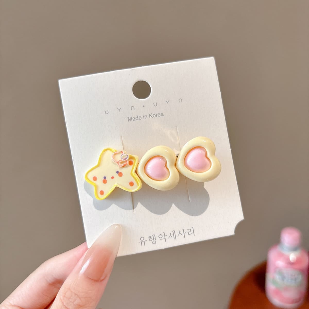 Милая кремовая заколка для волос с допамином, высококачественная заколка для челки, стильная заколка для студенческой челки,...