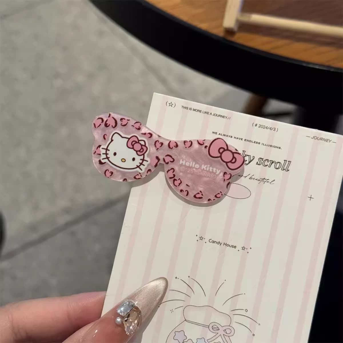 Милый розовый леопардовый принт KT Cat заколка для волос Сладкая девушка ложка вилка