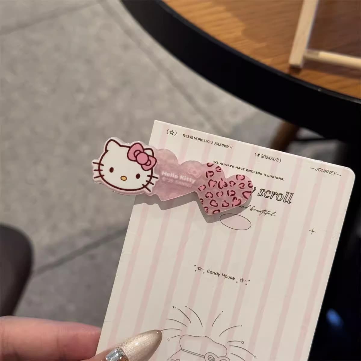 Милый розовый леопардовый принт KT Cat заколка для волос Сладкая девушка ложка вилка