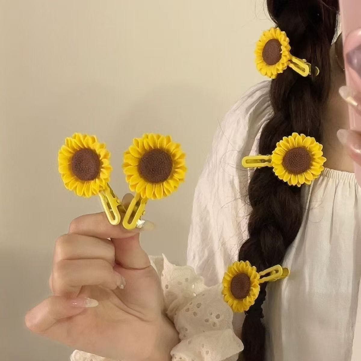 Заколка для волос подсолнуха Сладкий милый мультфильм цветочный карточка для волос