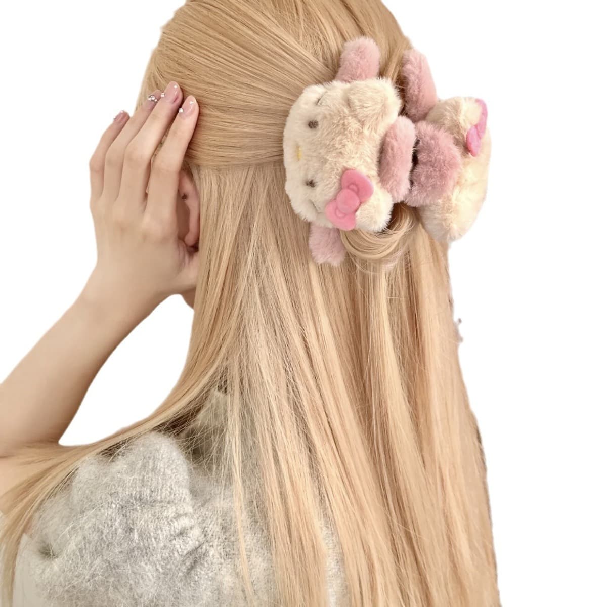 Новая милая девушка двусторонний KT лук плюшевый зажим мультфильм Милая заколка с акулой Красивая заколка для волос...