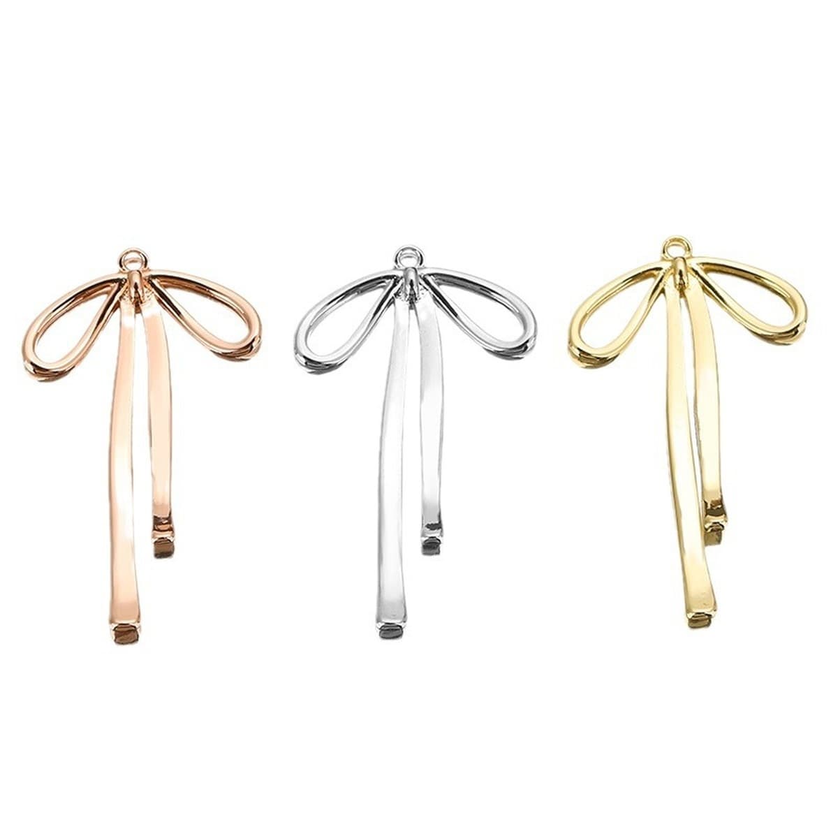 Медные аксессуары для рукоделия с сохранением цвета, покрытые 18-каратным золотом, в форме банта, для подвесок, серег,...