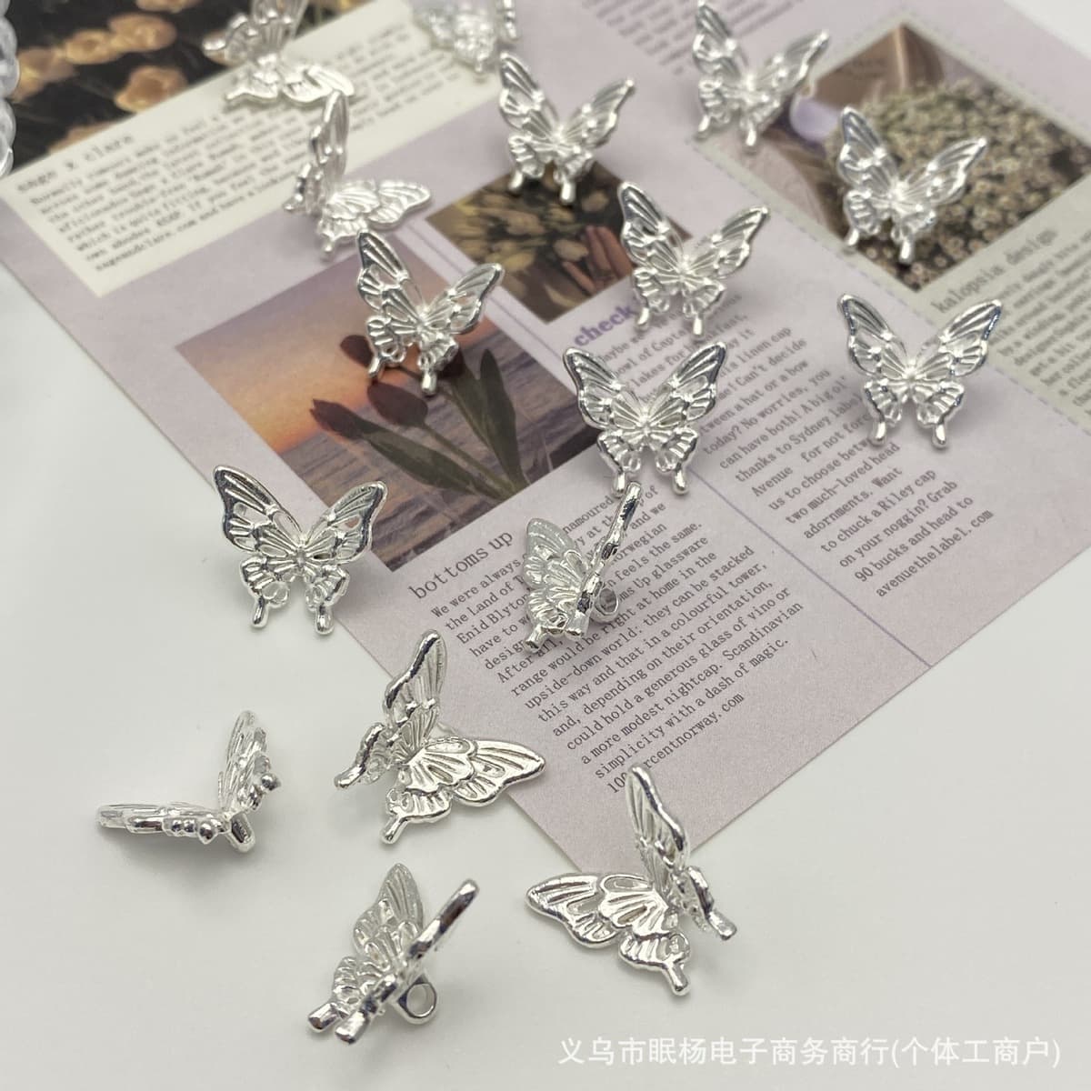 Серебряный сплав, вырезанная бабочка, бусина-разделитель, кулон, стерео аксессуары ручной работы, браслет с крыльями...