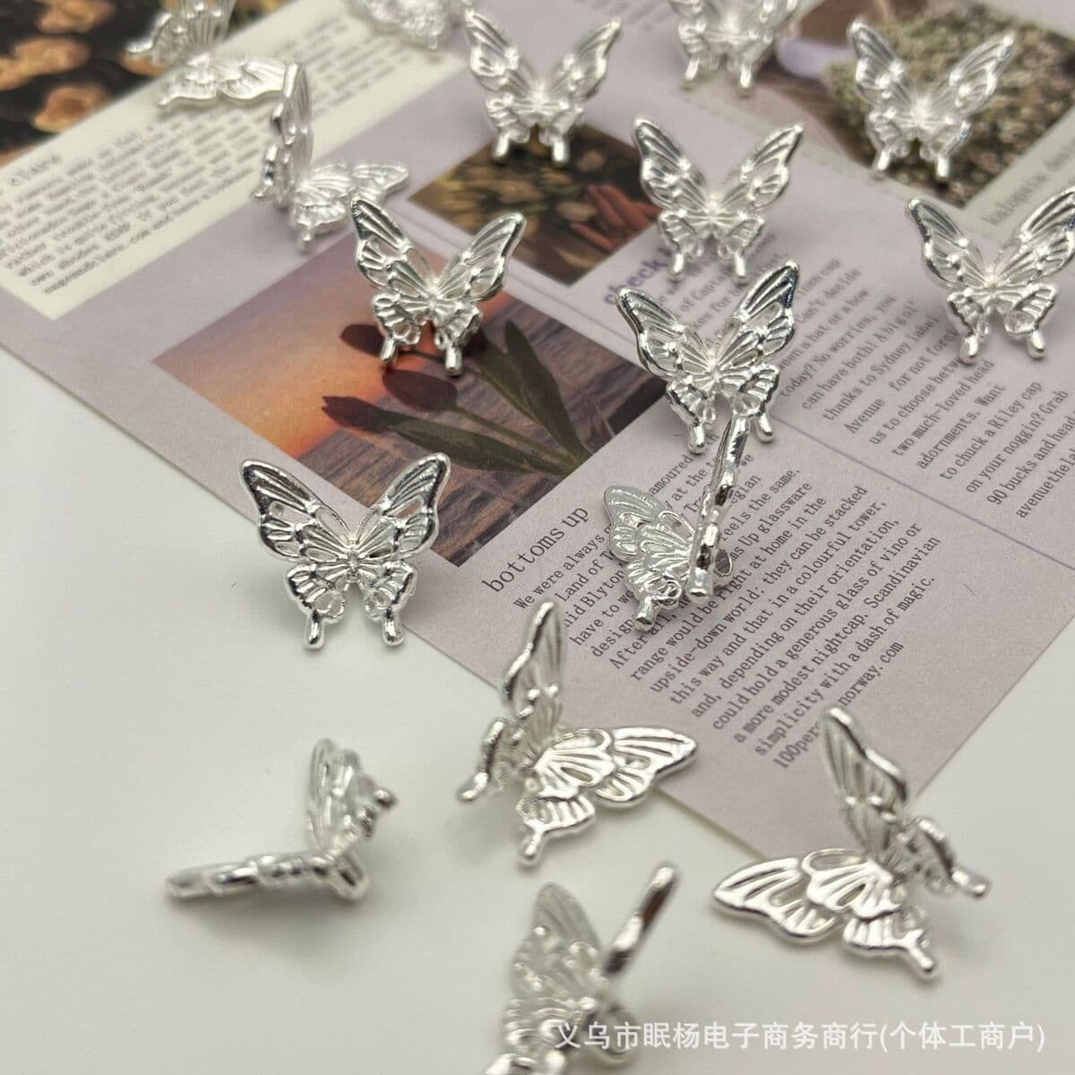 Серебряный сплав, вырезанная бабочка, бусина-разделитель, кулон, стерео аксессуары ручной работы, браслет с крыльями...