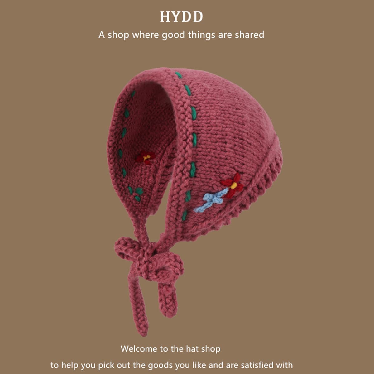 Японский ретро ручной работы трикотажный треугольный шарф женский осень и зима ins сладкие и милые цветы шерстяные тюрбаны