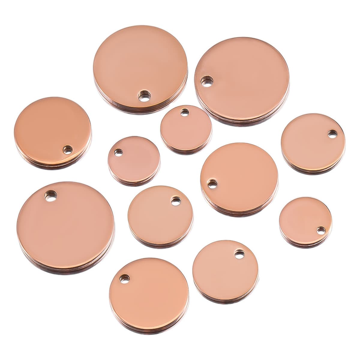 Цвет из нержавеющей стали зеркальный полированный круглый бирка с отверстием подвеска гальваника DIY ювелирные аксессуары